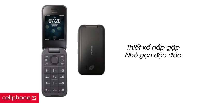 Thiết kế nắp gập, nhỏ gọn độc đáo