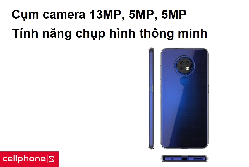 Cụm camera 13MP, 5MP, 5MP cùng tính năng chụp hình thông minh cho hình ảnh sắc nét
