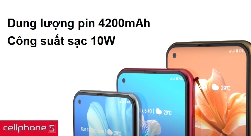 Dung lượng pin 4200mAh, công suất sạc 10W