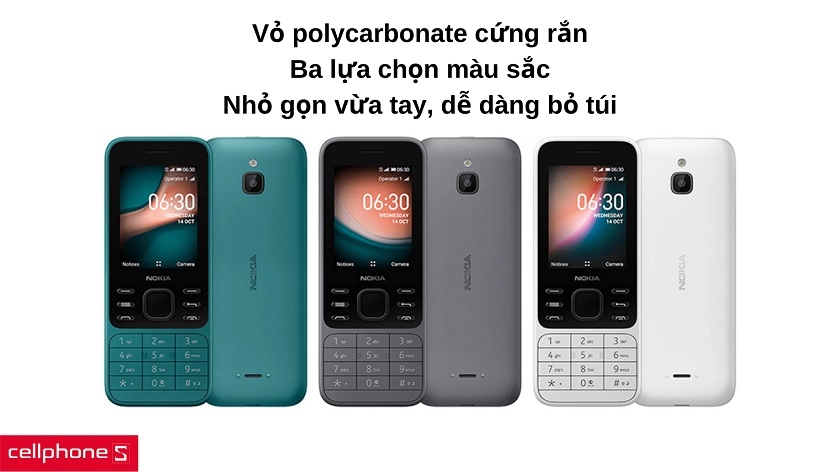 hân máy chất liệu polycarbonate cứng cáp, thiết kế gọn nhẹ dễ dàng bỏ túi