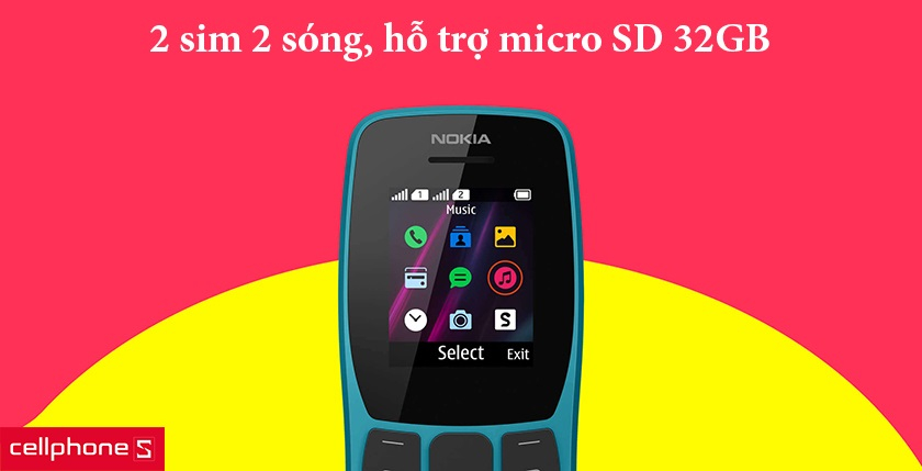 2 sim 2 sóng, hỗ trợ micro SD 32GB