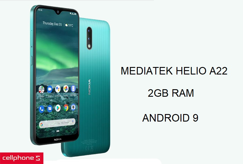 Hiệu năng ổn định với chip Helio A22, 2GB Ram