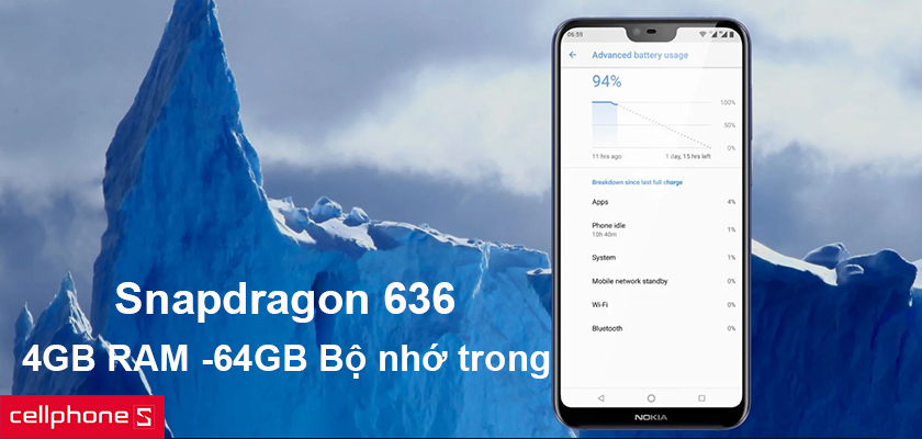Cấu hình trang bị chip Snapdragon 636 cho tốc độ xử lý nhanh chóng, ổn định
