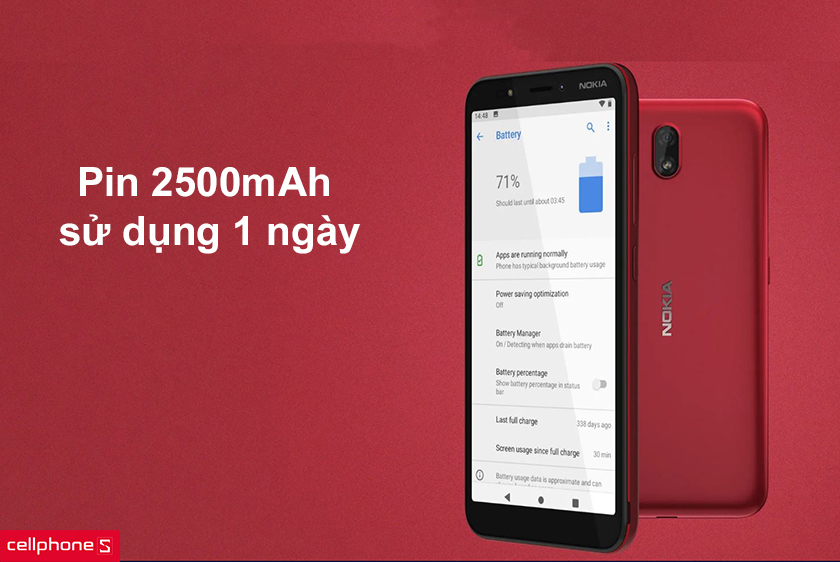 Pin 2500mAh sử dụng 1 ngày, hỗ trợ đầy đủ tính năng kết nối