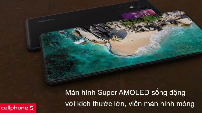 Màn hình kích thước lớn với viền màn hình siêu mỏng và tấm nền Super AMOLED