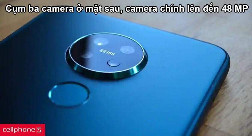 Cụm ba camera ở mặt sau, camera chính lên đến 48 MP