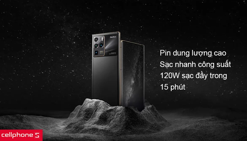 Pin dung lượng lớn với công suất sạc 120W cho thời gian sạc pin rút ngắn đáng kể