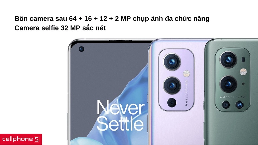 Camera sau 4 ống kính 64 MP chụp đa chức năng cùng camera selfie 32 MP