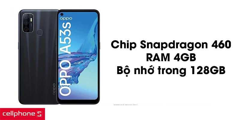 Chip Snapdragon 460, RAM 4GB, bộ nhớ trong 128GB