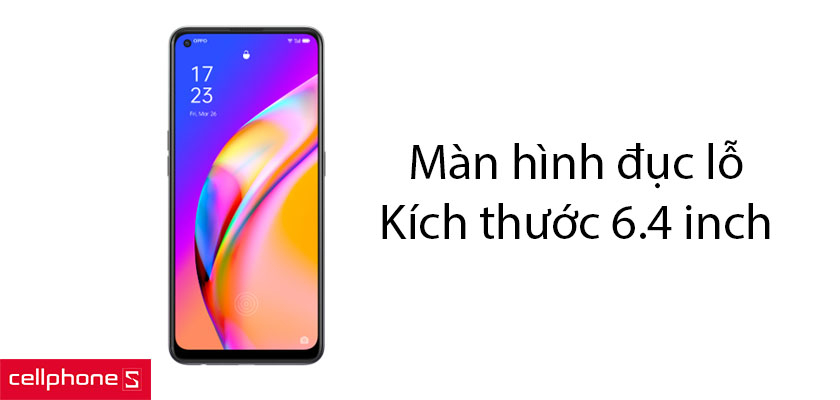 Màn hình đục lỗ, kích thước 6.4 inch