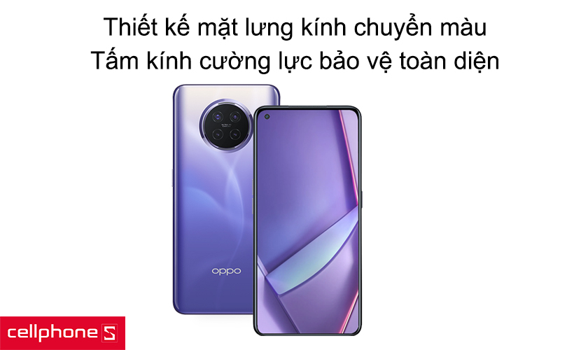 Thiết kế mặt lưng kính chuyển màu, tấm kính cường lực bảo vệ toàn diện