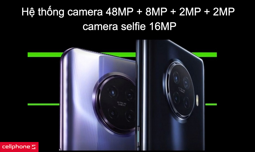 Hệ thống camera 48MP + 8MP + 2MP + 2MP, camera selfie 16MP