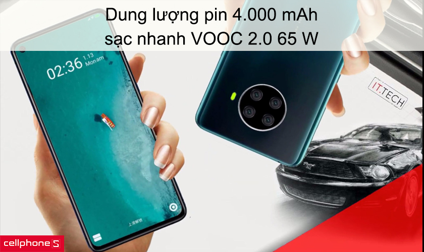 Dung lượng pin 4.000 mAh, sạc nhanh VOOC 2.0 65 W