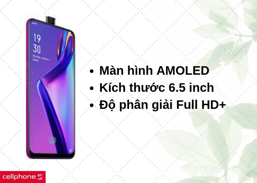 Màn hình AMOLED 6.5 inch, độ phần giải Full HD+
