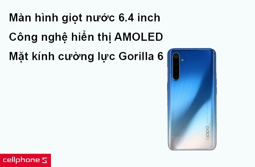 Màn hình giọt nước 6.4 inch, công nghệ hiển thị AMOLED sắc nét