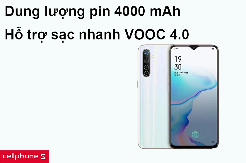 Dung lượng pin 4000 mAh, hỗ trợ sạc nhanh VOOC 4.0