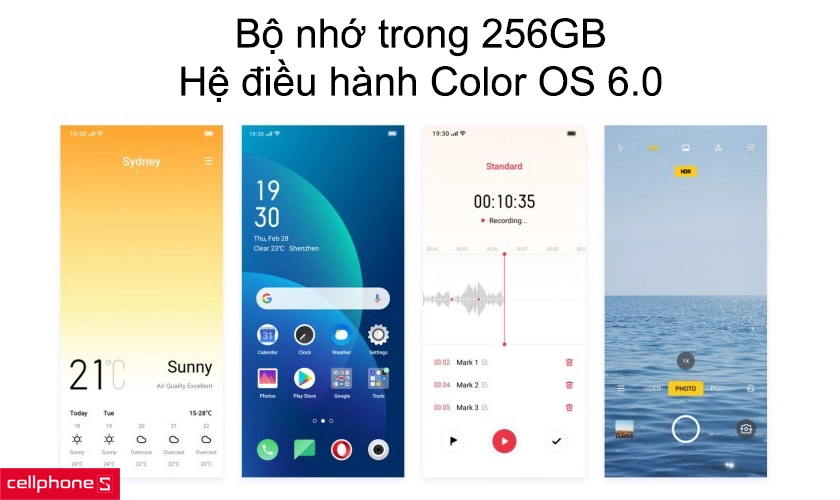 Bộ nhớ trong 256GB, hệ điều hành Color OS 6.0
