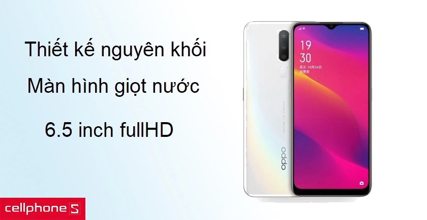 Thiết kế nguyên khối cứng cáp, màn hình 6.5 Full HD+