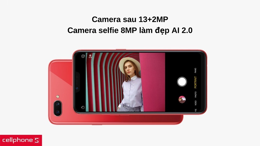 Camera sau kép 13+2MP cùng camera selfie làm đẹp AI 2.0 đặc trưng