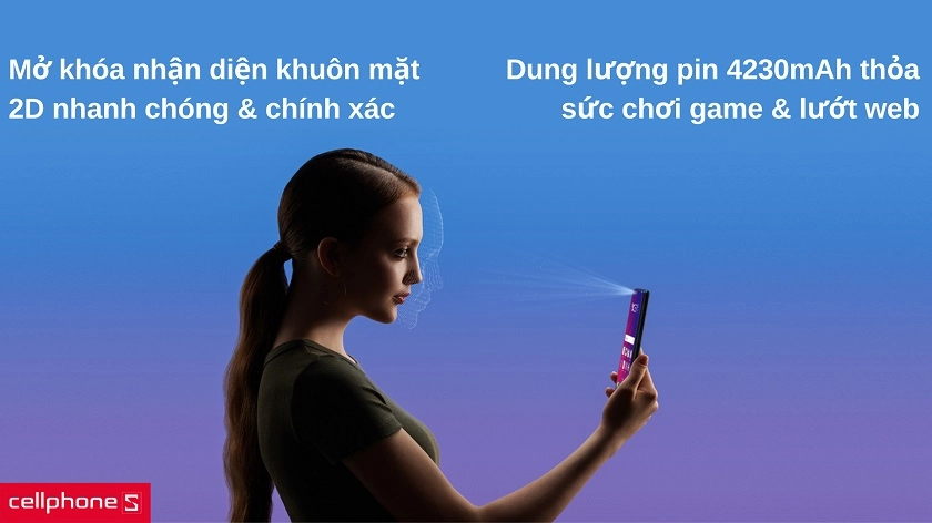 Mở khóa khuôn mặt 2D nhanh chóng, viên pin dung lượng 4230mAh sử dụng lâu dài