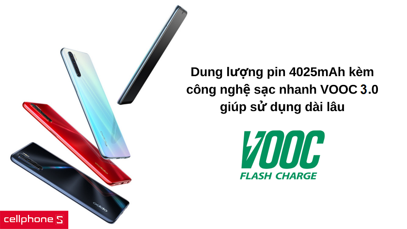 Sử dụng lâu dài với viên pin 4025mAh kèm công nghệ sạc nhanh VOOC 3.0