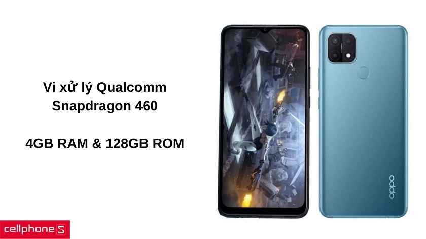 Hiệu năng giải trí ổn định với chip Snapdragon 460, 4 GB RAM và 128 GB lưu trữ