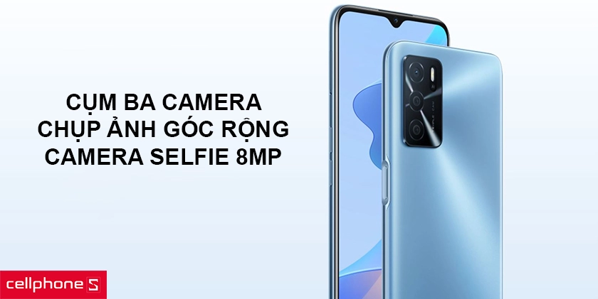 Cụm ba camera hỗ trợ chụp ảnh góc rộng, camera selfie 8MP