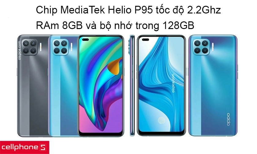 Sức mạnh vượt trội từ chip MediaTek Helio P95, RAM 8GB và bộ nhớ trong 128GB