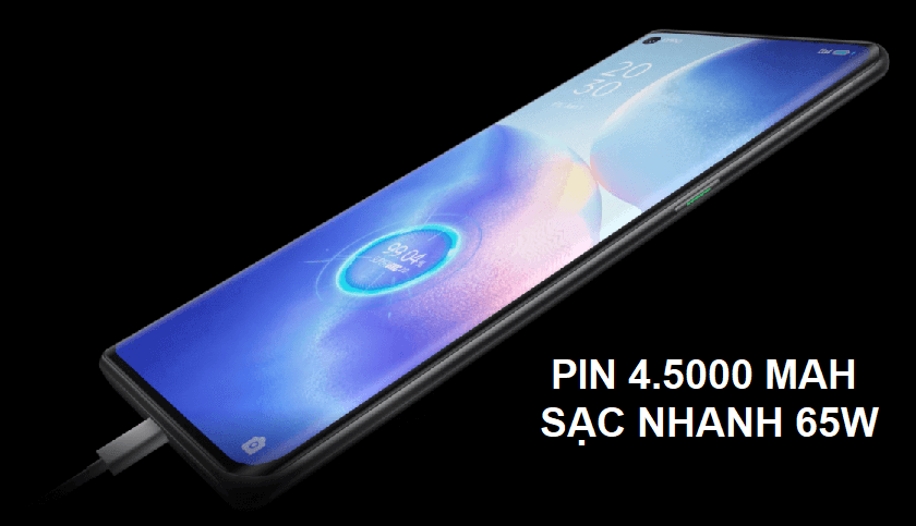 Sạc siêu tốc với chuẩn sạc SuperVOOC 65W, dung lượng pin 4350mAh
