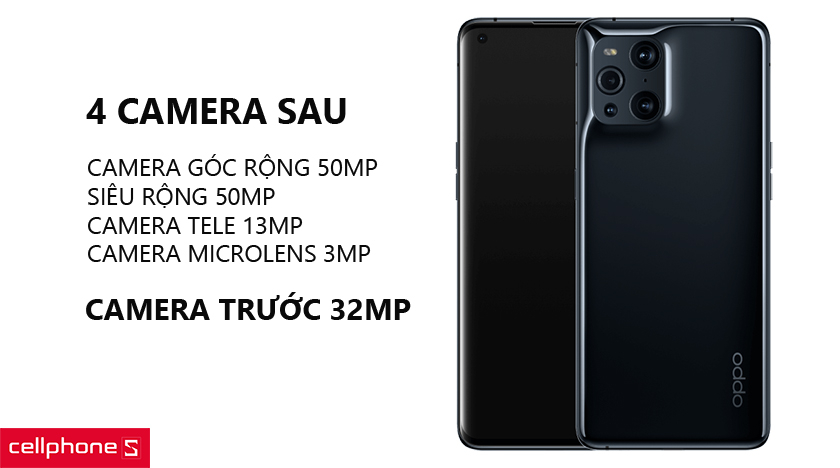 Cụm ba camera sau, cho phép chụp góc siêu rộng, camera selfie ẩn dưới màn hình