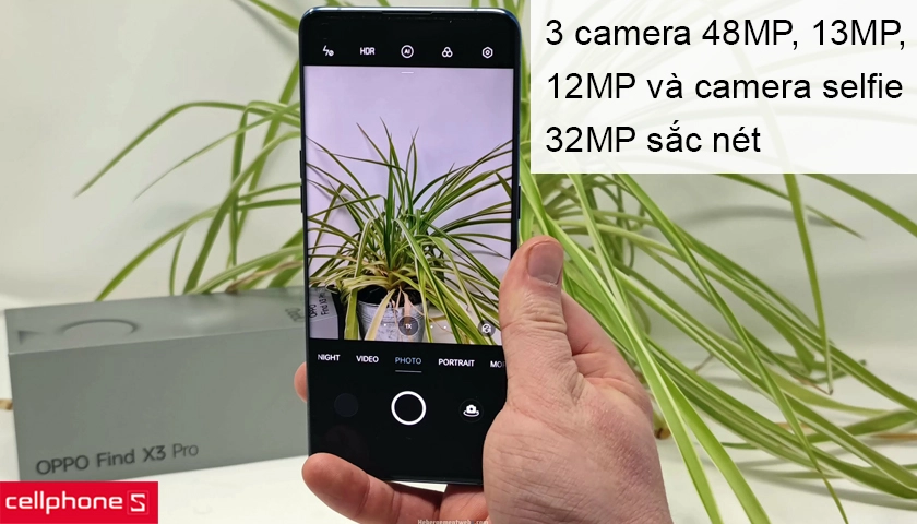 Hệ thống gồm 3 ống kính với camera chính góc rộng 48MP, camera selfie 32MP