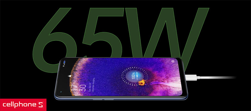 Pin 4500 mAh, hỗ trợ sạc nhanh 65W SUPERVOOC 