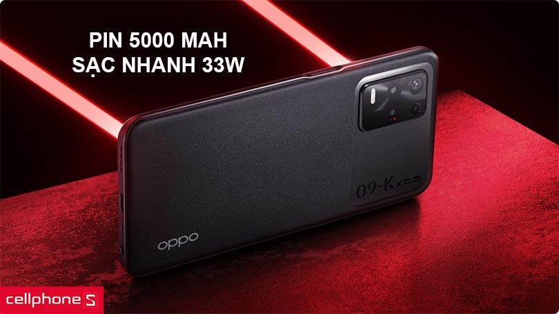Dung lượng pin 5000 mAh, sạc nhanh công suất 33W