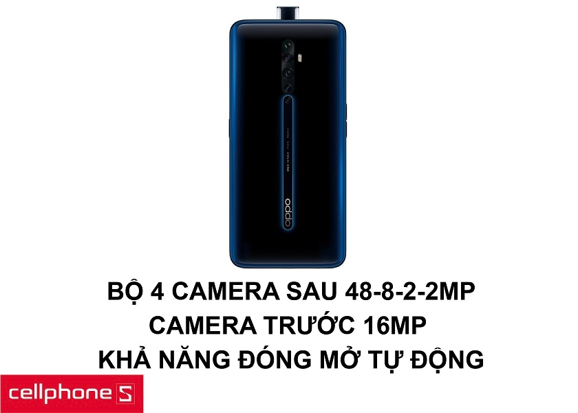 Camera Selfie thò thụt cùng bộ 4 camera sau 48MP + 8MP + 2MP + 2MP cho những bức ảnh đẹp