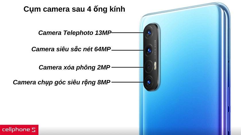 "Bộ tứ" camera sau 64MP cho ảnh chụp sắc nét