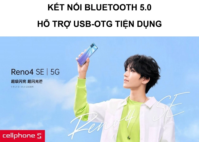 Kết nối Bluetooth 5.0 nhanh chóng cùng việc hỗ trợ cổng USB-OTG tiện dụng