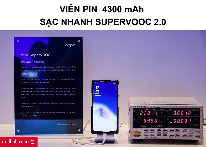 Dung lượng pin 4300 mAh cho thời gian dùng cả ngày cùng công nghệ sạc nhanh SuperVOOC 2.0
