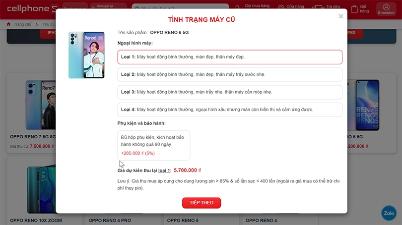 Hướng dẫn các bước trade-in để thu cũ đổi mới OPPO tại CPS