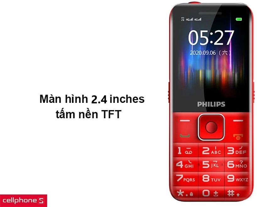 Màn hình 2.4 inches, tấm nền TFT