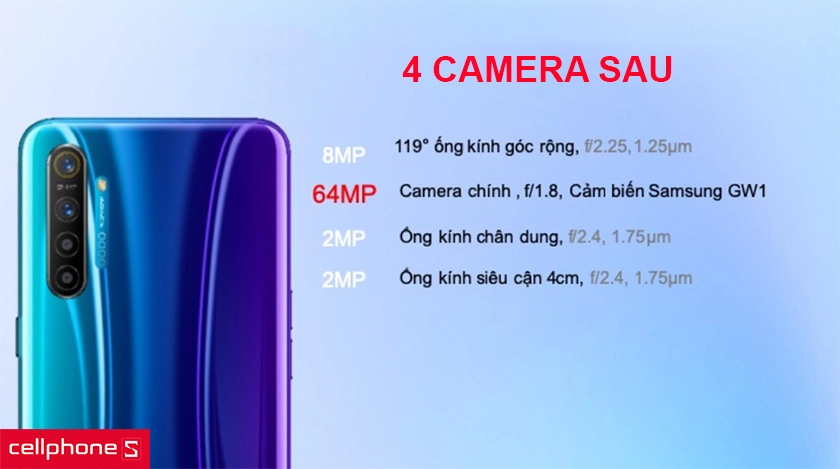 Bốn camera sau hỗ trợ chụp góc rộng, zoom ảnh và xóa phông