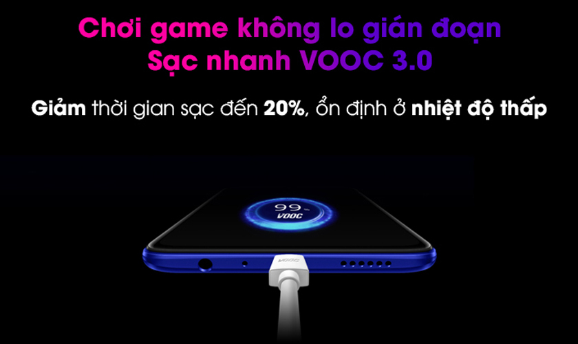 Pin dung lượng 4.045 mAh công nghệ sạc nhanh VOOC 3.0 hai khe SIM