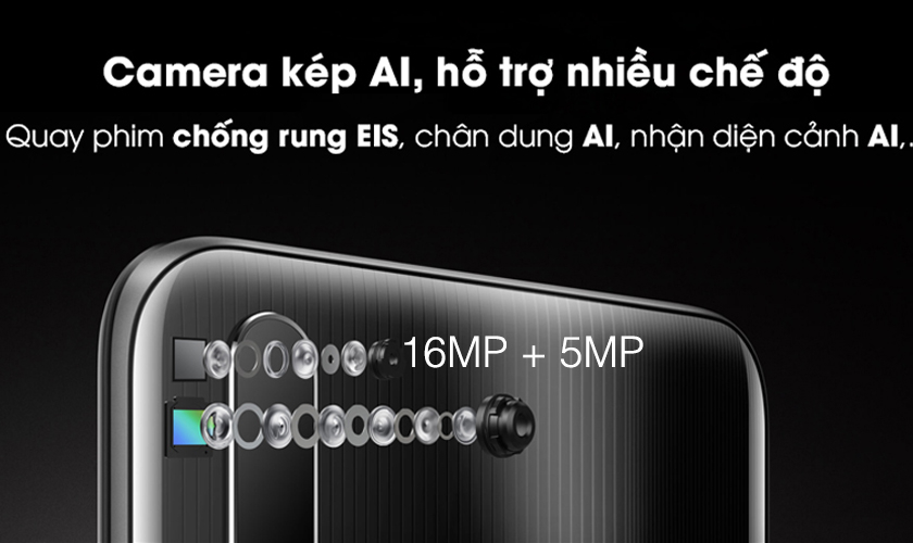 Camera kép xoá phông 16MP + 5MP – Camera Selfie 20MP
