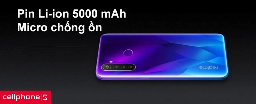 Pin Li-ion 5000 mAh cho thời gian chờ 718 giờ, micro chuyên dụng chống ồn