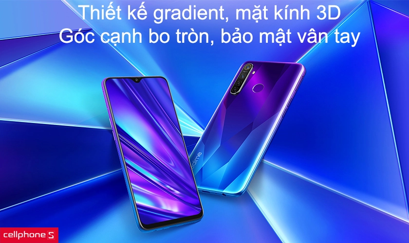 Thiết kế gradient, mặt kính 3D, góc cạnh được bo tròn, bảo mật vân tay