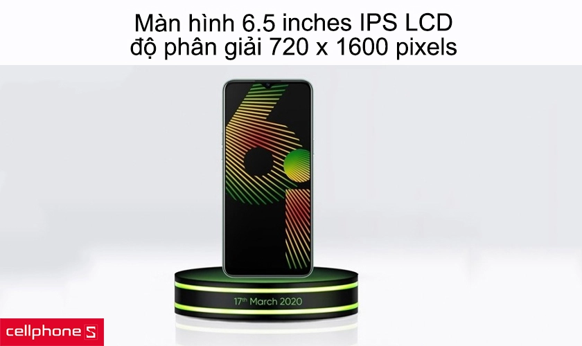 Màn hình 6.5 inches IPS LCD, độ phân giải HD+