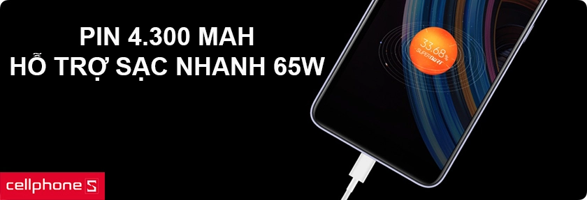 Pin 4.300 mAh, hỗ trợ sạc nhanh 65W