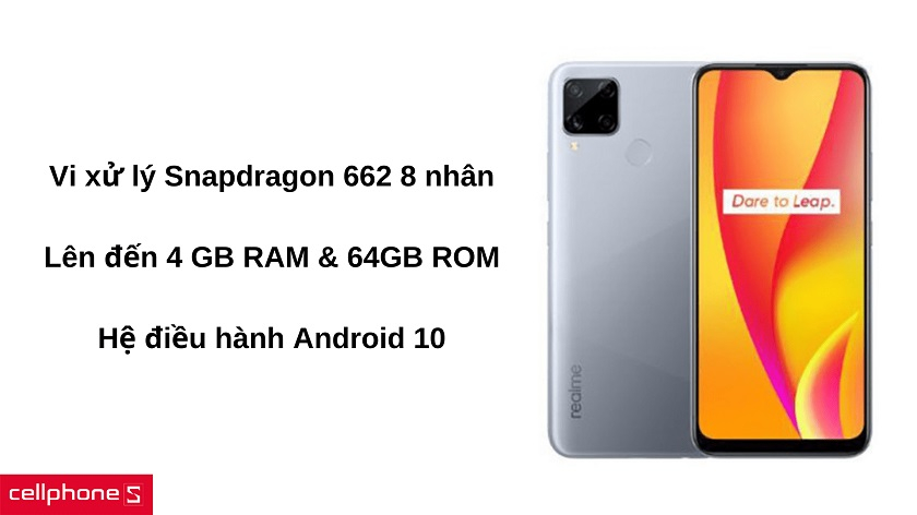 Vi xử lý Snapdragon 662, lên đến 4 GB RAM và 64 GB ROM thỏa sức sử dụng