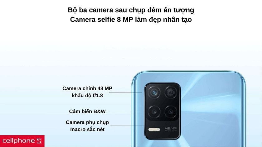 Cụm camera ba ống kính 48 MP với khả năng chụp đêm siêu sắc nét