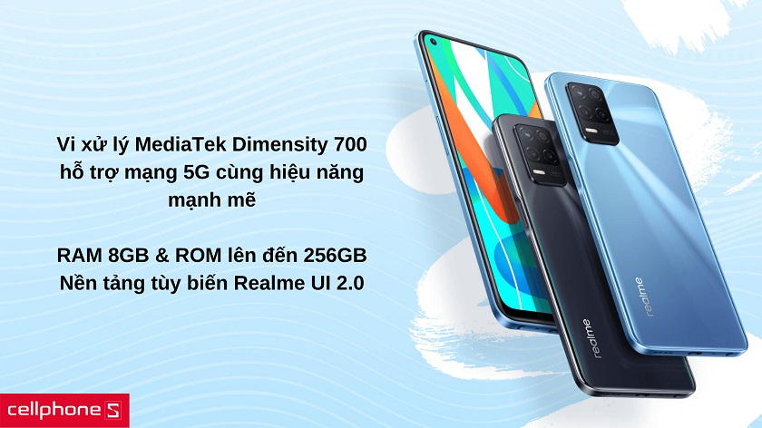 Hiệu năng chơi game với mạng 5G mạnh mẽ qua chip Dimensity 700 5G cùng 8 GB RAM