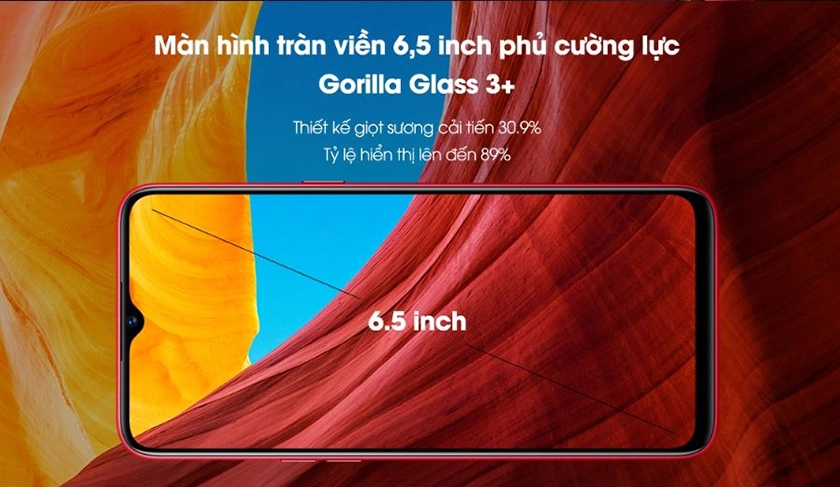 Màn hình IPS LCD 6.5 inch HD+ sắc nét cùng với cảm biến vân tay nhạy, bảo mật cao